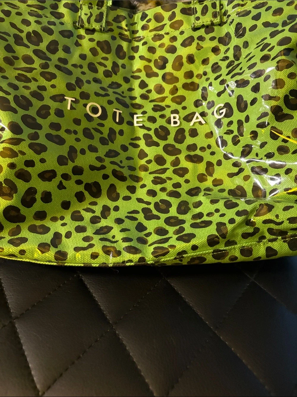 Green Leopard Print Tote Bag -